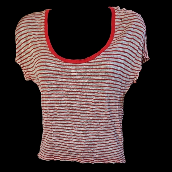 Daydreamer SM Red & White Striped  Crop Top - Picture 6 of 10